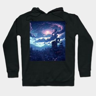 Twilight Metropolis Cyberpunk City Night Cityscape Hoodie